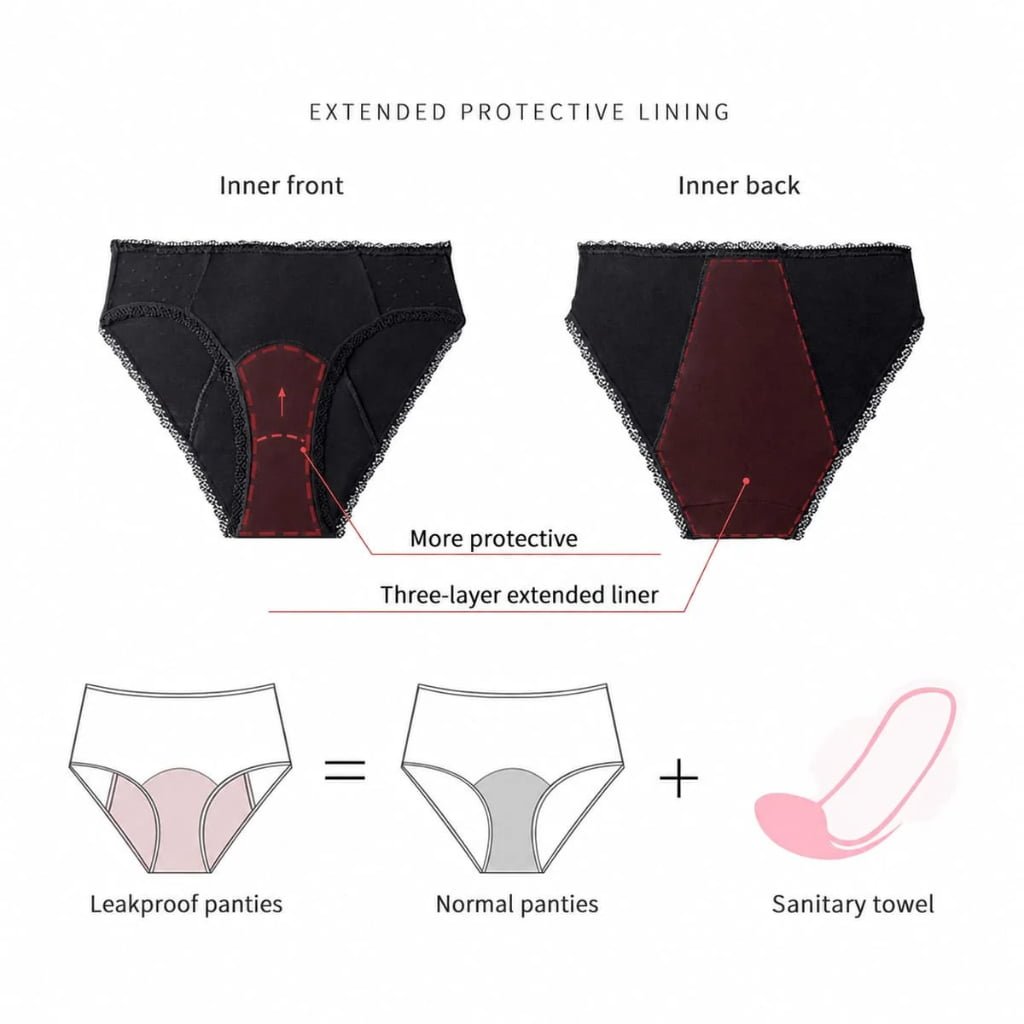 Mesh Side Panel Period Underwear — YC9145 construction diagram