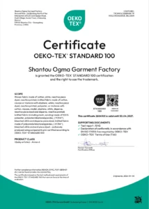 Unaltered OEKO-TEX STANDARD 100 certificate preview