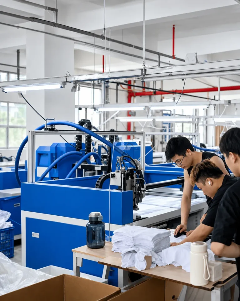 Garment production workstation in the supplied factory evidence